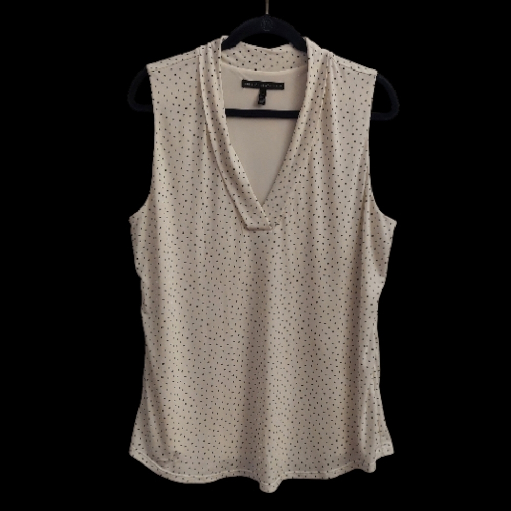 WHBM Polka Dot V-Neck Sleeveless Pullover Layering Top L